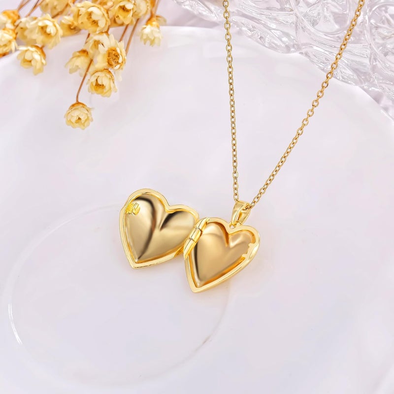 YOUFENG Love Heart Locket Necklace that Holds Pictures Photo Locket Birthday Gifts - Image 3